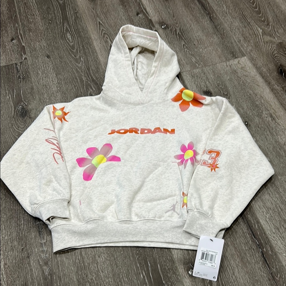 Jordan Cream Hoodie with Floral Design